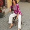Women's Pink Printed Short Kurti