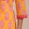 Women's Yellow Printed Cotton Short Kurti