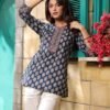 WhatsApp Image 2026-05-26 at 3.56.27 PM (8) Women's Blue Printed Short Kurti