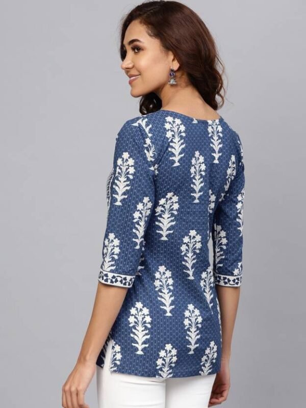 WhatsApp Image 2026-05-26 at 3.56.28 PM (2) Women's Blue White Printed Short Kurti