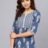 WhatsApp Image 2026-05-26 at 3.56.28 PM (3) Women's Blue White Printed Short Kurti