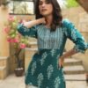 WhatsApp Image 2026-05-26 at 4.00.31 PM Women's Green White Printed Short Kurti