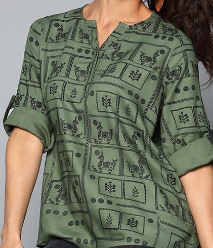 WhatsApp Image 2026-05-26 at 4.00.32 PM (11) Women's Green Printed Short Kurti