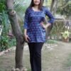Women's Blue Printed Cotton Short Kurti