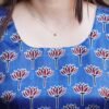 Women's Blue Printed Cotton Short Kurti