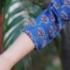 Women's Blue Printed Cotton Short Kurti