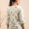 Women's White Green Printed Short Kurti