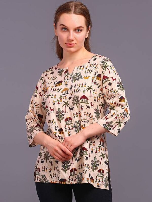 Women's Colorful Rajasthani Short Kurti