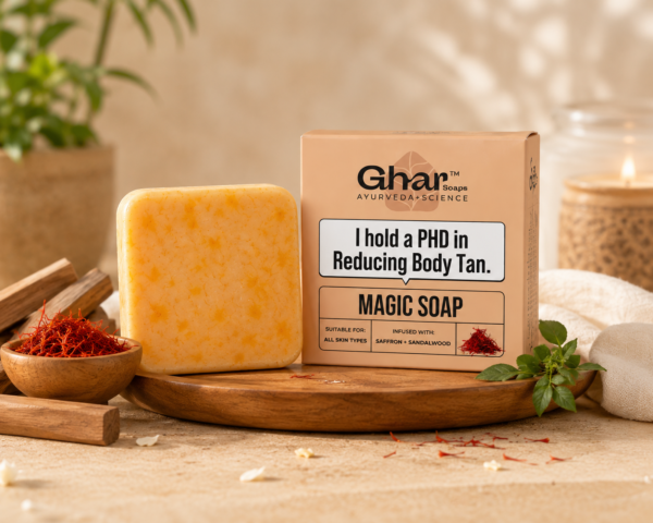 Ghar Magic Soap with Saffron & Sandalwood – Body Tan Removal